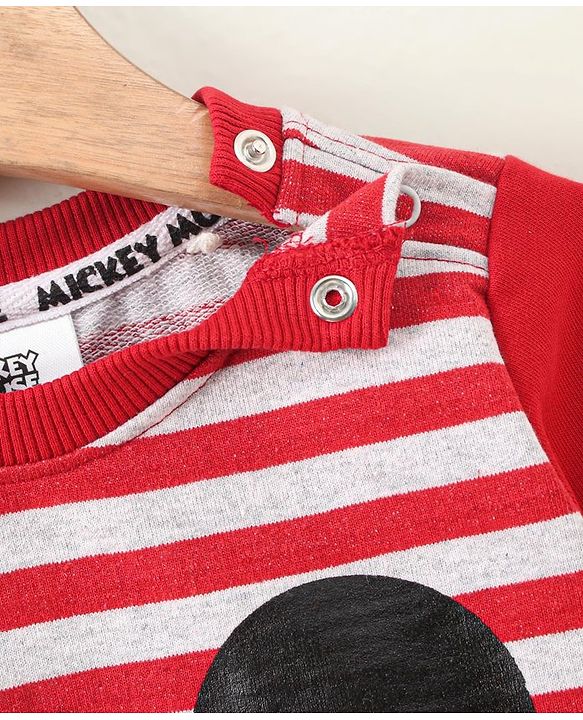 Babyhug Full Sleeves Sweatshirt Mickey Mouse Graphic - Red