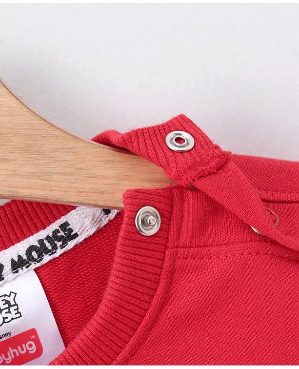 Babyhug Full Sleeves Sweatshirt Mickey Mouse Print - Red