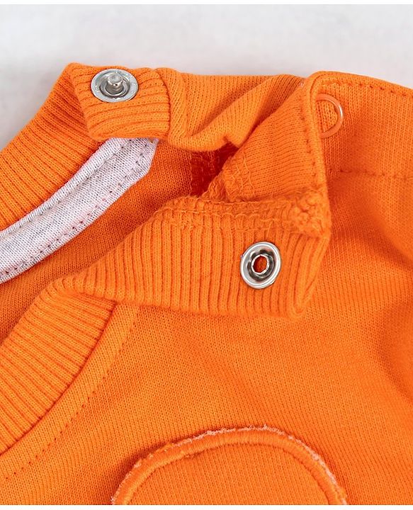 Babyhug Full Sleeves Sweatshirt Fox Embroidery - Orange