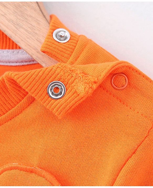 Babyhug Full Sleeves Sweatshirt Fox Embroidery - Orange