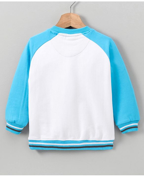 Babyhug Full Sleeves Sweatshirt Panda Print - White Blue