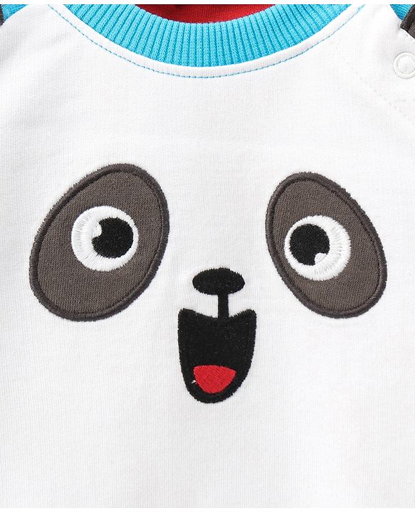 Babyhug Full Sleeves Sweatshirt Panda Print - White Blue