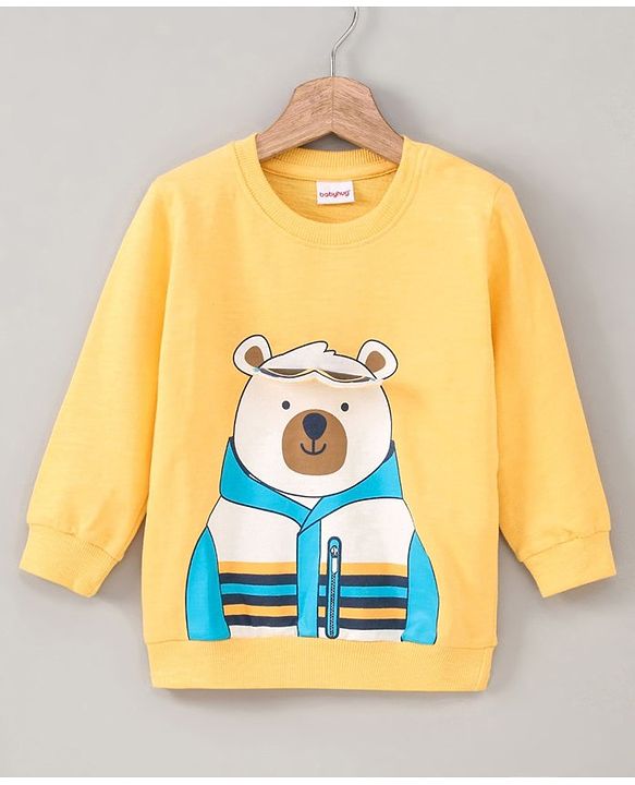Babyhug Full Sleeves Sweatshirt Bear Print - Yellow