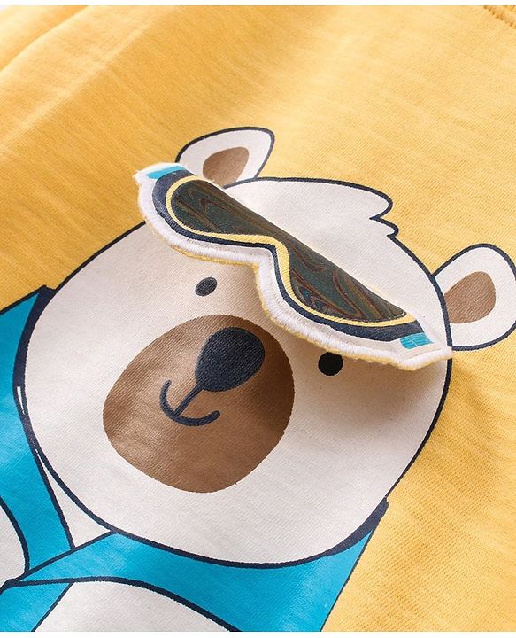 Babyhug Full Sleeves Sweatshirt Bear Print - Yellow