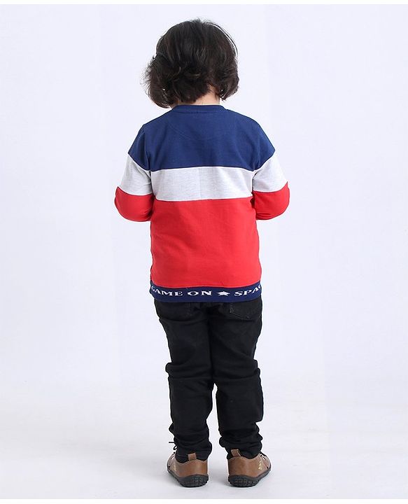 Babyhug Full Sleeve Sweatshirt Astronaut Print - Blue Red