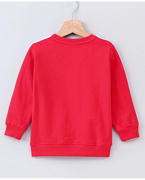 Babyhug Full Sleeves Reversible Sequined Sweatshirt Football Print - Red