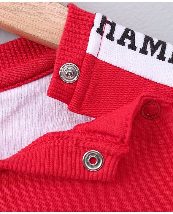 Babyhug Full Sleeves Reversible Sequined Sweatshirt Football Print - Red