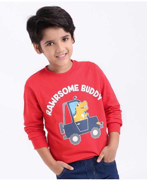 Babyhug Full Sleeves Printed Sweatshirt - Red