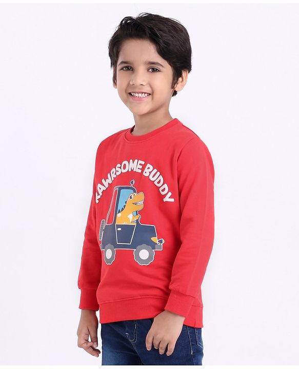 Babyhug Full Sleeves Printed Sweatshirt - Red