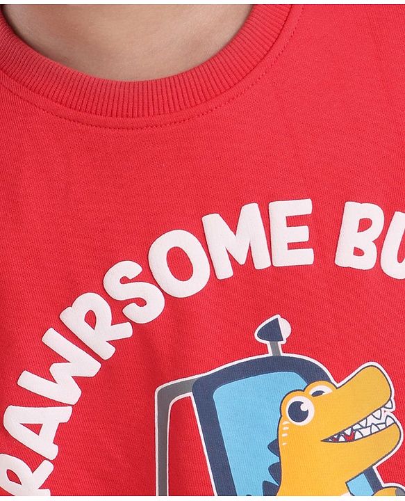 Babyhug Full Sleeves Printed Sweatshirt - Red