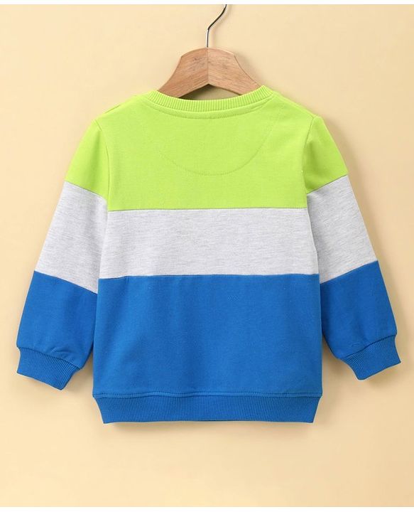 Babyhug Full Sleeves Sweatshirt Soccer Star Print - Green Grey Blue