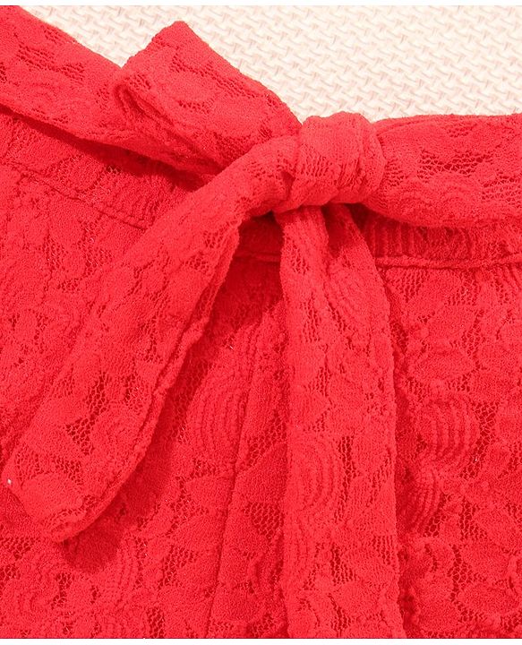 Babyhug Mid Thigh Length Shorts Floral Design - Bittersweet Red