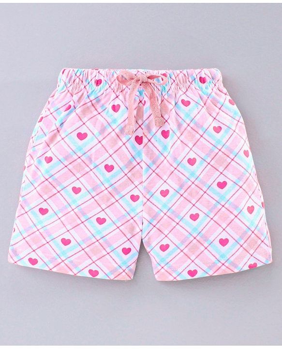 Pine Kids Half Sleeves Biowashed Night Suit Heart Print - Pink
