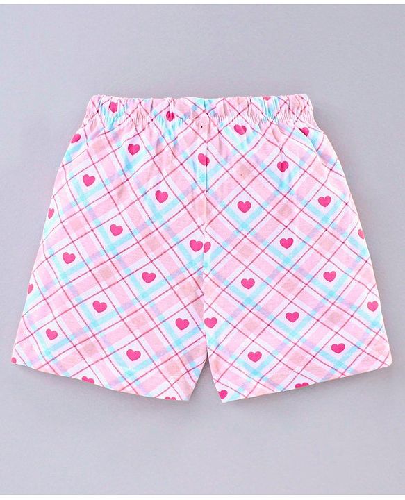 Pine Kids Half Sleeves Biowashed Night Suit Heart Print - Pink