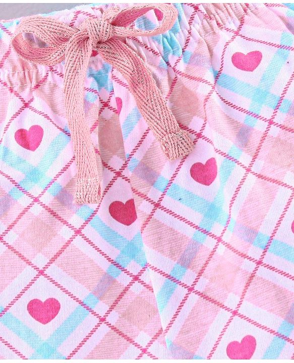 Pine Kids Half Sleeves Biowashed Night Suit Heart Print - Pink