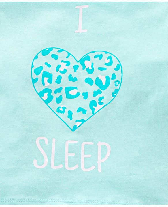 Pine Kids Half Sleeves Bio Washed T-Shirt & Pajama Heart Print - Blue