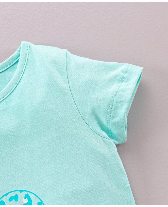 Pine Kids Half Sleeves Bio Washed T-Shirt & Pajama Heart Print - Blue