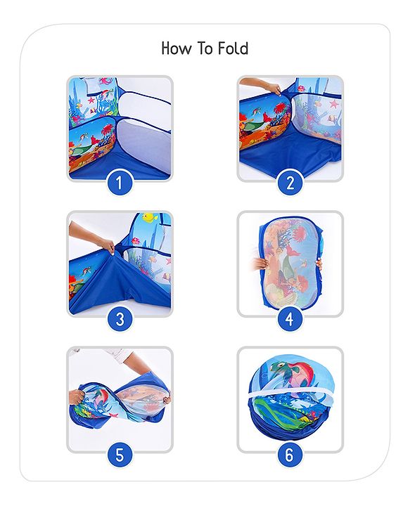 Babyhug Jump N Joy Aquatic Theme Ball Pool -50 Balls | Spacious Fabric Ball Pit For Ages 2-6 Years | Sensory & Motor-Skill Play | Colour,Shape Learning And Motor Development | BIS Certified