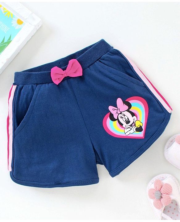 Babyhug Mid Thigh Length Shorts Minnie Mouse Print - Blue