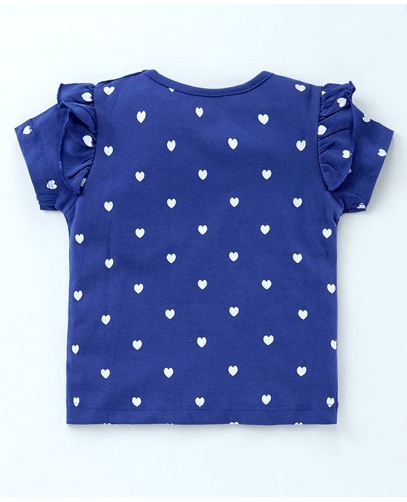 Babyhug Short Sleeves Tops Heart Print Pack of 2 - Blue Pink