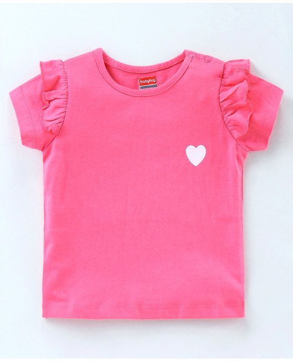 Babyhug Short Sleeves Tops Heart Print Pack of 2 - Blue Pink