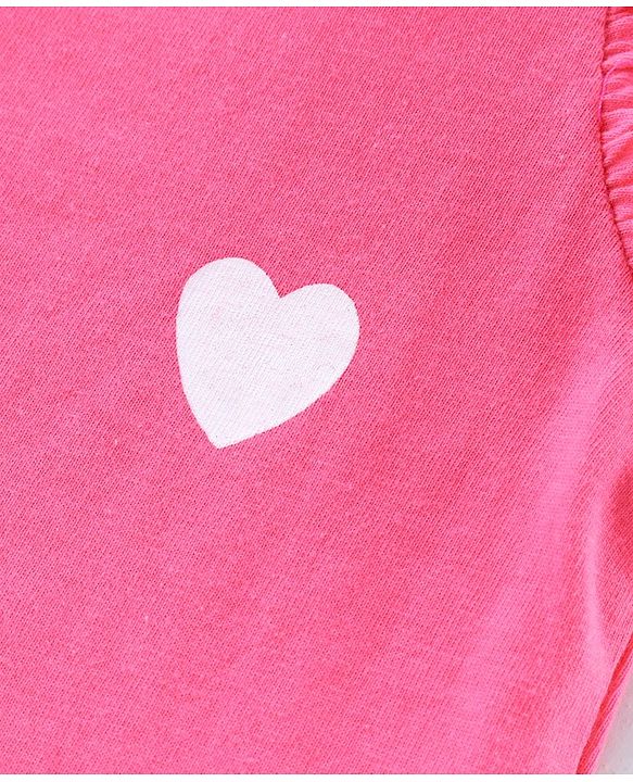 Babyhug Short Sleeves Tops Heart Print Pack of 2 - Blue Pink