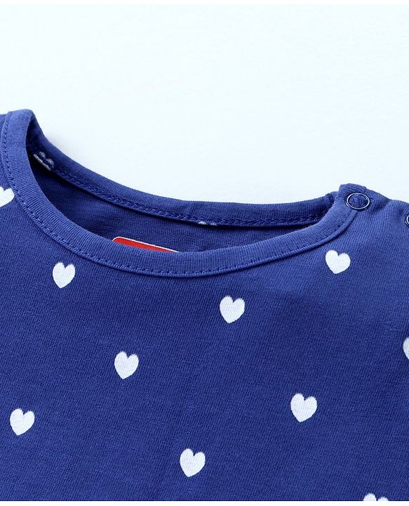 Babyhug Short Sleeves Tops Heart Print Pack of 2 - Blue Pink