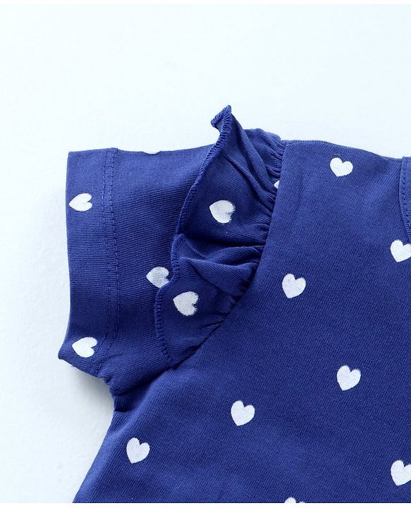 Babyhug Short Sleeves Tops Heart Print Pack of 2 - Blue Pink