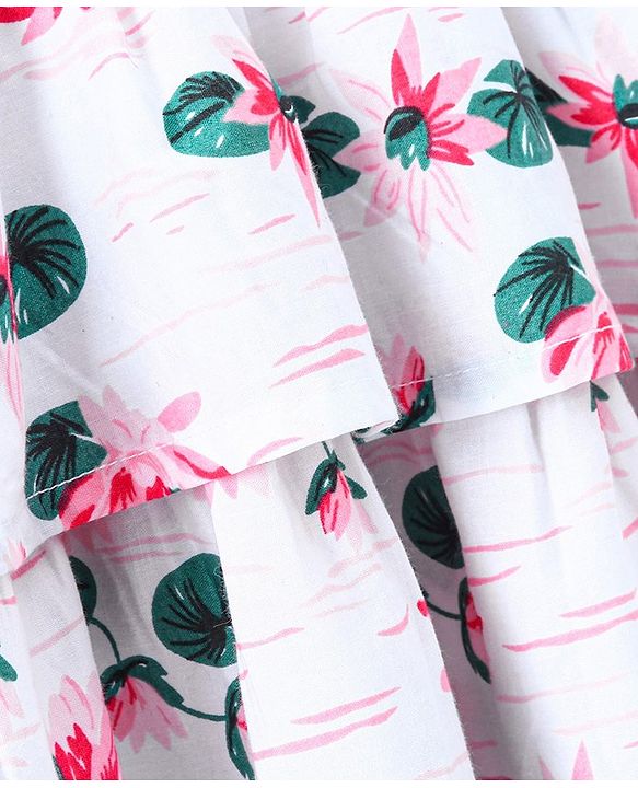 Babyhug Sleeveless Top Floral Print - White
