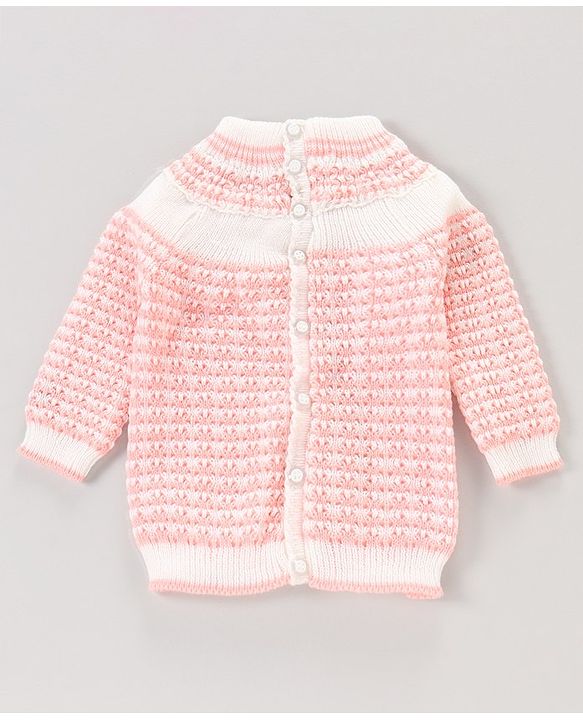 Babyhug Full Sleeves Hooded Striped Sweater Set with Booties - Pink