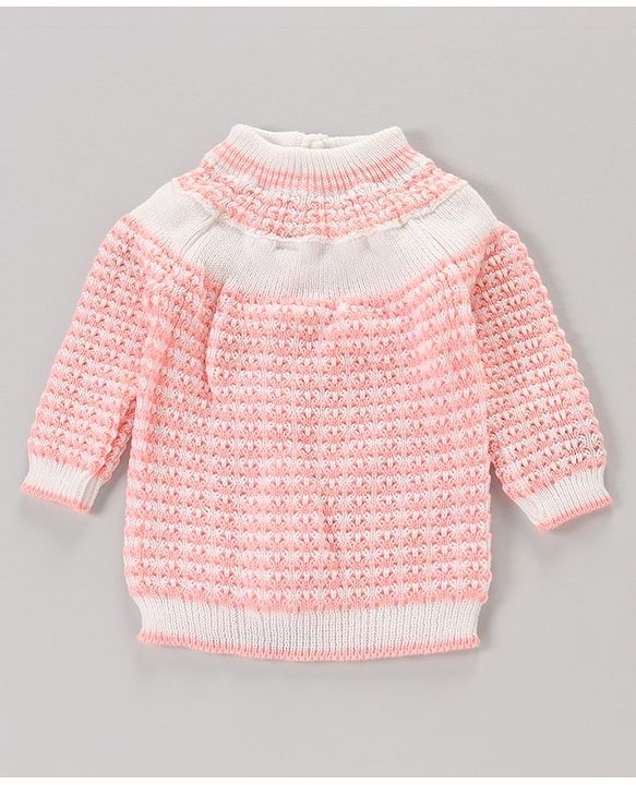 Babyhug Full Sleeves Hooded Striped Sweater Set with Booties - Pink
