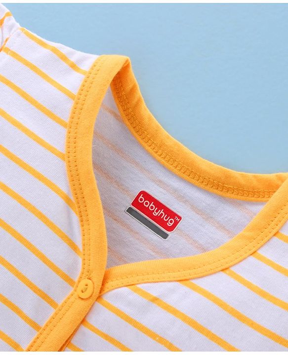 Babyhug 100% Cotton Antibacterial Short Sleeve Vests Lemon Print Pack of 3 - Yellow Grey White