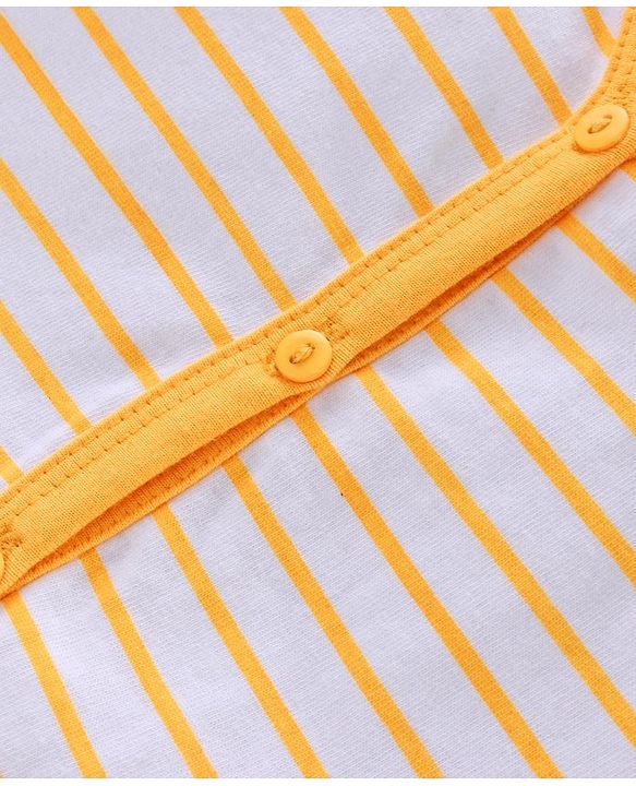 Babyhug 100% Cotton Antibacterial Short Sleeve Vests Lemon Print Pack of 3 - Yellow Grey White