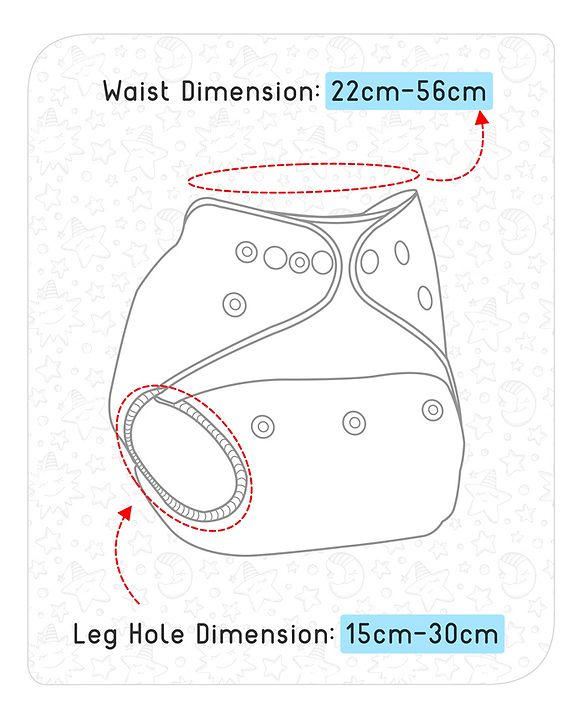 Babyhug Free Size Reusable Cloth Nappies  With 2 SmartDry Inserts Elephant Print - Violet
