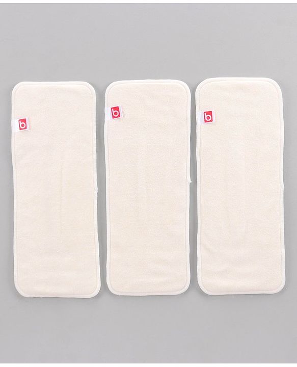 Babyhug Reusable Bamboo Nappies Insert Pack of 3 - White