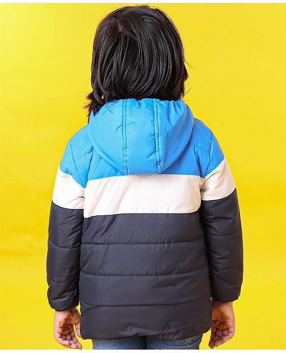 Babyhug Full Sleeves Hooded Jacket Alien Patch - Blue