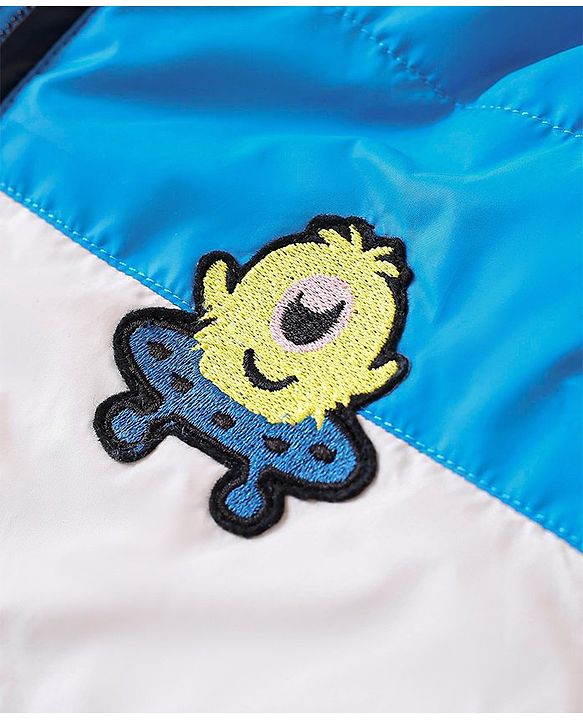 Babyhug Full Sleeves Hooded Jacket Alien Patch - Blue
