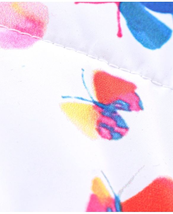 Babyhug Full Sleeves Butterfly Print Hooded Jacket - Off White