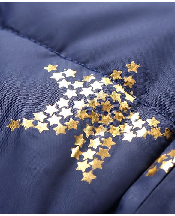 Babyhug Full Sleeves Star Print Hooded Jacket - Blue