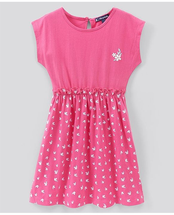 Pine Kids Bio Wash Short Sleeves Frocks Pack of 2 - Pink Navy Blue