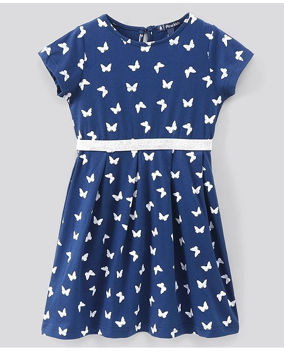 Pine Kids Bio Wash Short Sleeves Frocks Pack of 2 - Pink Navy Blue