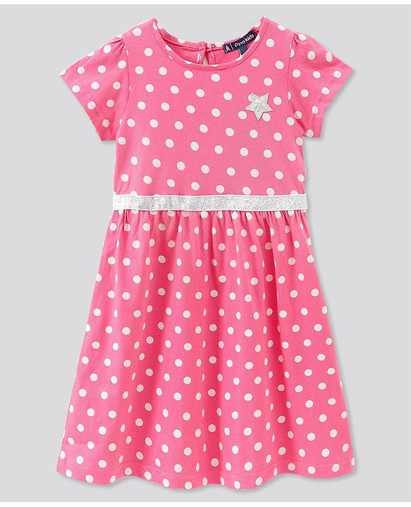 Pine Kids Bio Wash Short & Sleeveless Frocks Dot & Watermelon Print Pack of 2 - Pink Sea Green