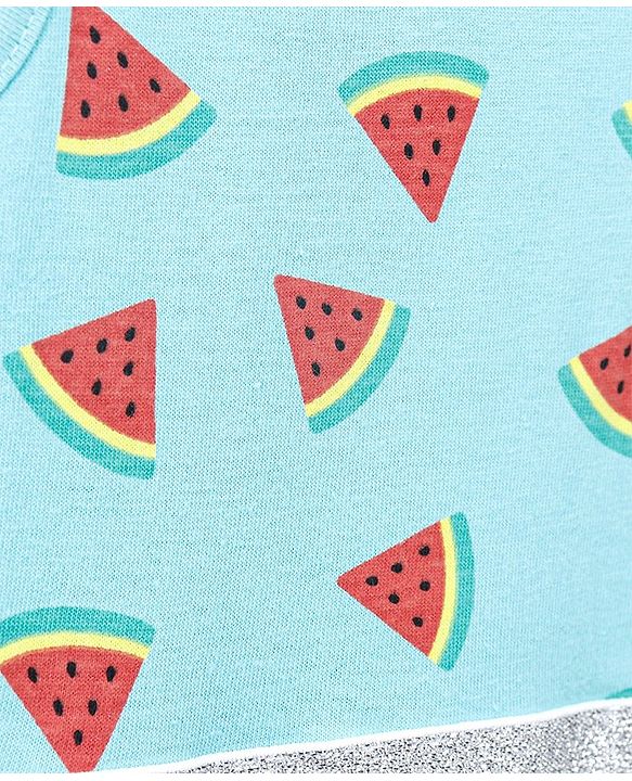 Pine Kids Bio Wash Short & Sleeveless Frocks Dot & Watermelon Print Pack of 2 - Pink Sea Green
