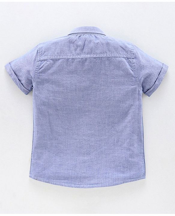 Pine Kids Half Sleeve Shirt and Shorts Set with Bow Tie Solid - Blue Beige