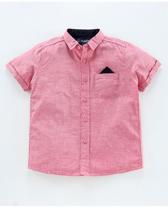 Pine Kids Half Sleeve Shirt and Shorts Set with Bow Tie Solid - Pink Navy