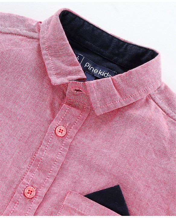 Pine Kids Half Sleeve Shirt and Shorts Set with Bow Tie Solid - Pink Navy