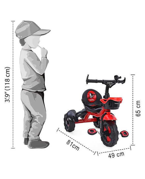 Babyhug Plug & Play Phantom Tricycle With Storage Basket - Red