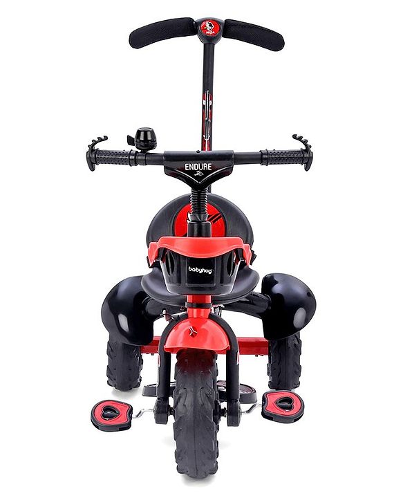 Babyhug Plug & Play Endure Tricycle with Parental Push Handle & Storage Basket - Red