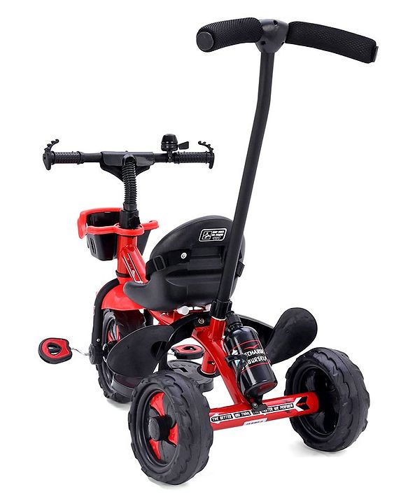 Babyhug Plug & Play Endure Tricycle with Parental Push Handle & Storage Basket - Red