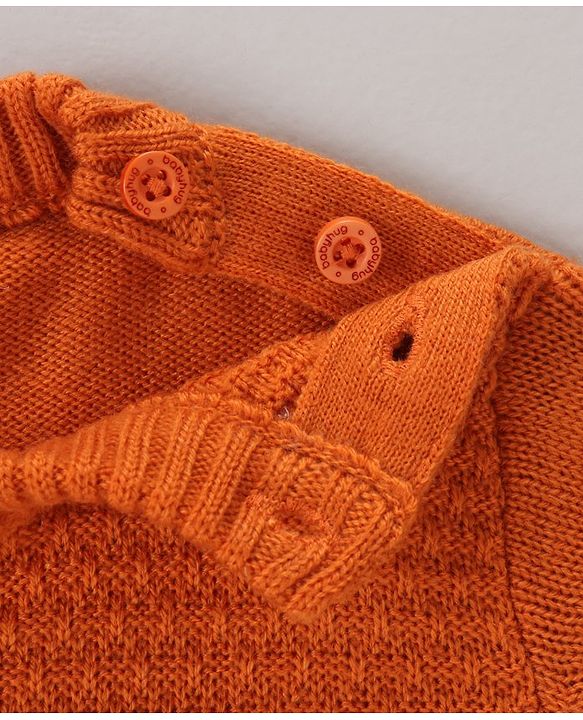 Babyhug Full Sleeves Pull Over Sweater Striped - Orange & Blue
